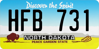 ND license plate HFB731