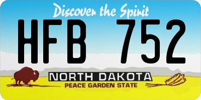 ND license plate HFB752