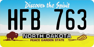 ND license plate HFB763