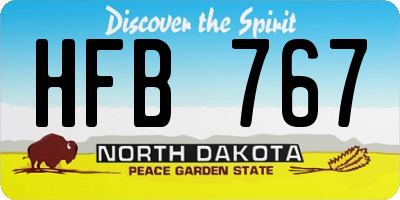 ND license plate HFB767