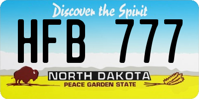 ND license plate HFB777