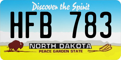 ND license plate HFB783