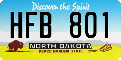 ND license plate HFB801