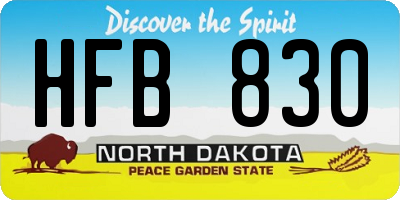 ND license plate HFB830
