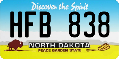 ND license plate HFB838
