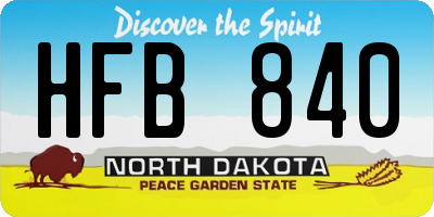ND license plate HFB840