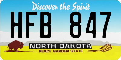 ND license plate HFB847