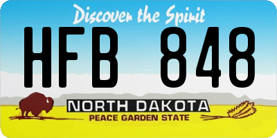 ND license plate HFB848