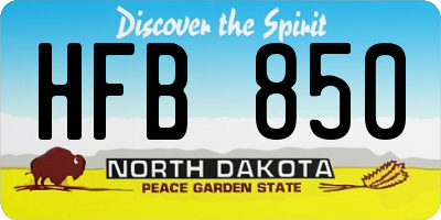 ND license plate HFB850