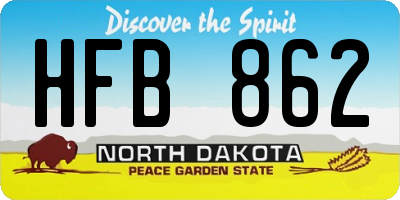 ND license plate HFB862