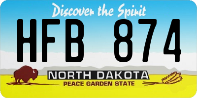 ND license plate HFB874