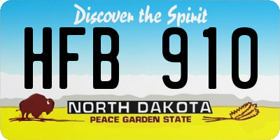 ND license plate HFB910