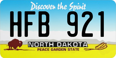ND license plate HFB921
