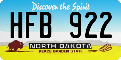 ND license plate HFB922