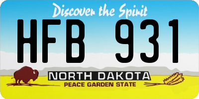 ND license plate HFB931