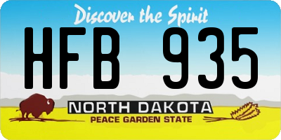 ND license plate HFB935