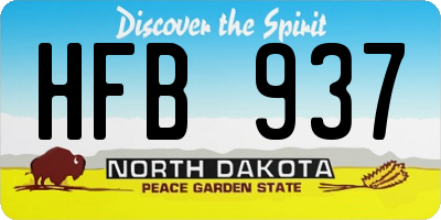 ND license plate HFB937