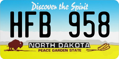 ND license plate HFB958