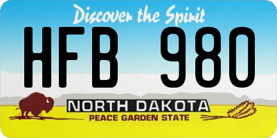 ND license plate HFB980