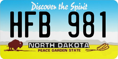 ND license plate HFB981