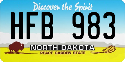 ND license plate HFB983