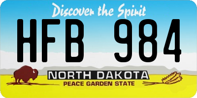 ND license plate HFB984
