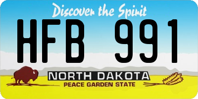 ND license plate HFB991