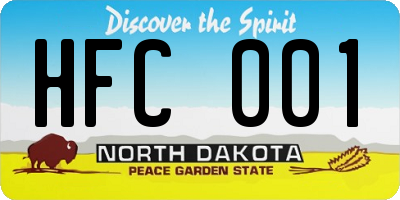 ND license plate HFC001