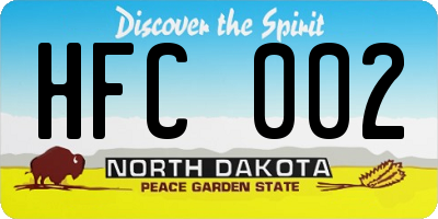 ND license plate HFC002
