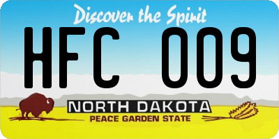 ND license plate HFC009