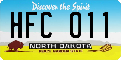 ND license plate HFC011