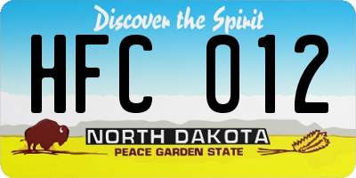 ND license plate HFC012