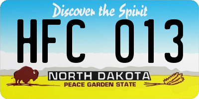 ND license plate HFC013