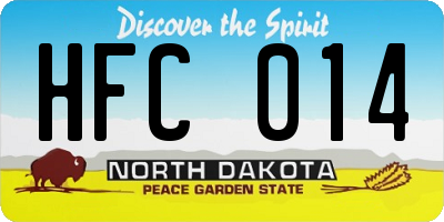ND license plate HFC014