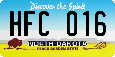 ND license plate HFC016