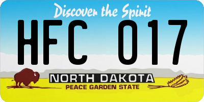 ND license plate HFC017