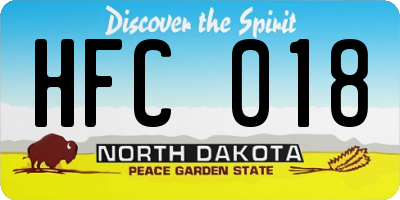 ND license plate HFC018