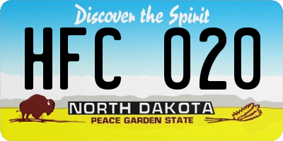 ND license plate HFC020