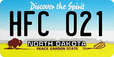 ND license plate HFC021