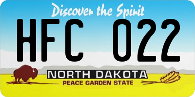 ND license plate HFC022