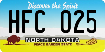 ND license plate HFC025