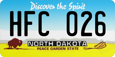 ND license plate HFC026