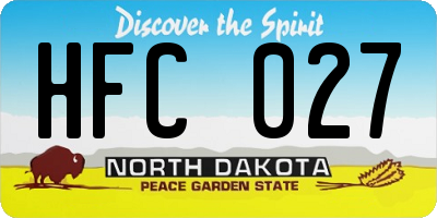 ND license plate HFC027