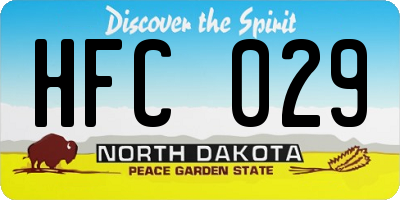 ND license plate HFC029