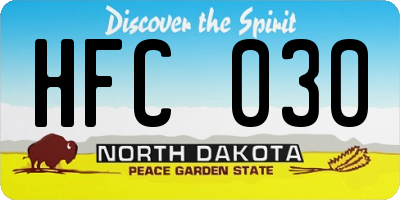 ND license plate HFC030