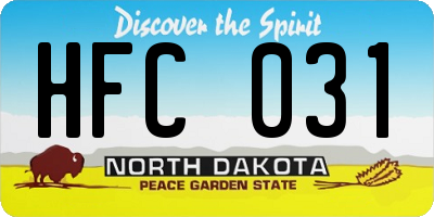 ND license plate HFC031