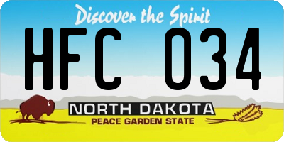 ND license plate HFC034