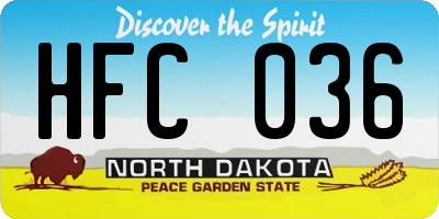 ND license plate HFC036