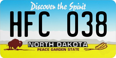 ND license plate HFC038