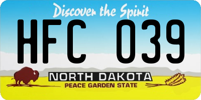 ND license plate HFC039